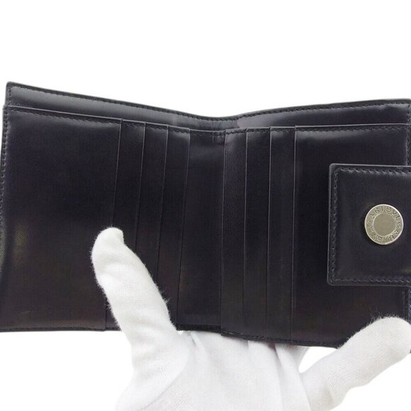 BVLGARI Mini Wallet Logomania Denim Canvas x Leather Auth Used - Picture 6 of 10